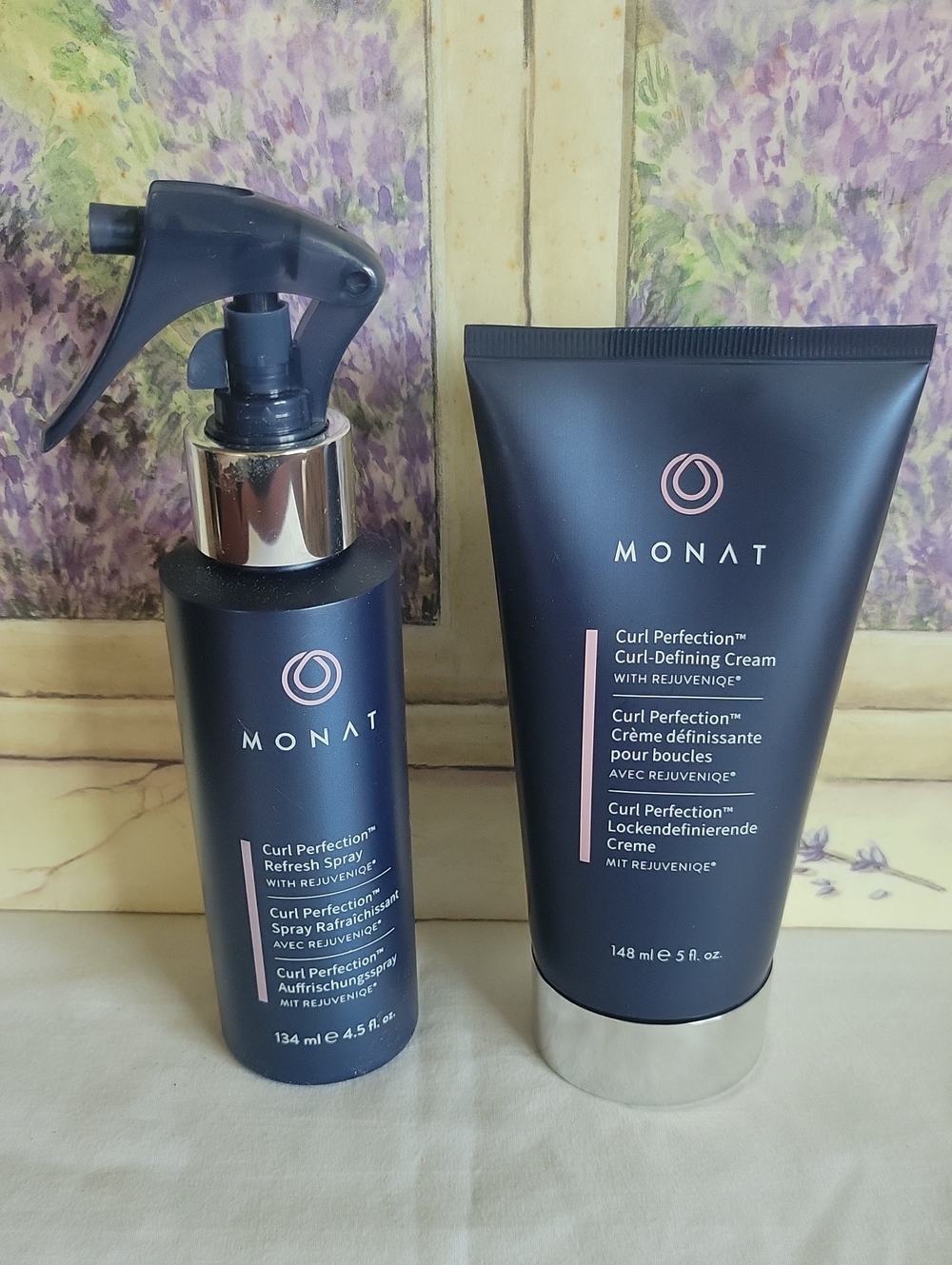MONAT Curl Perfection™ Cream & Refresh Spray Set in Navy NWT